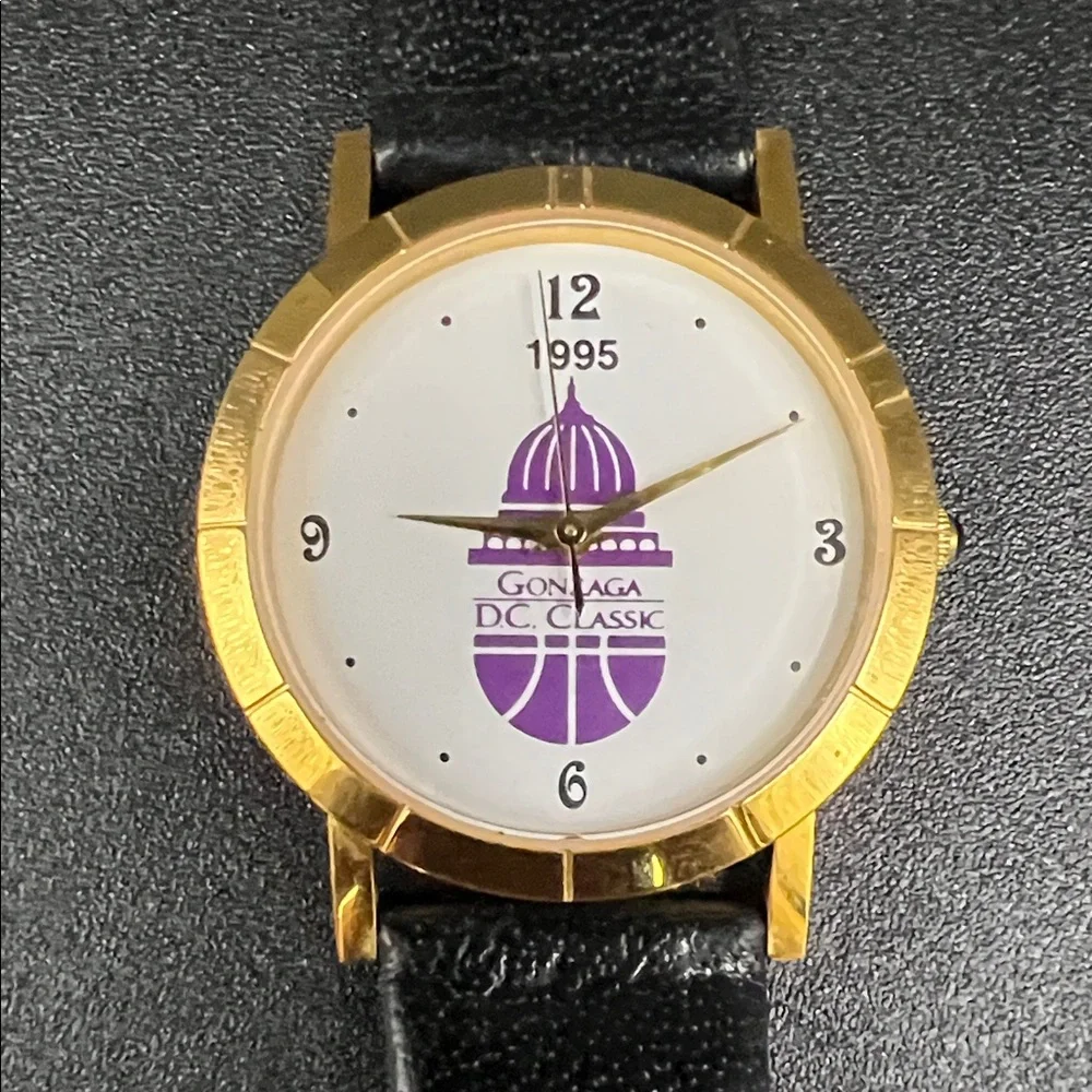 Gonzaga D.C. Classic 1995 Gold-Tone Watch with Black Strap
